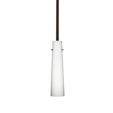 Besa Lighting Besa Camino Stem Pendant Bronze Opal Matte 1x40W Halogen 1TT-567407-HAL-BR